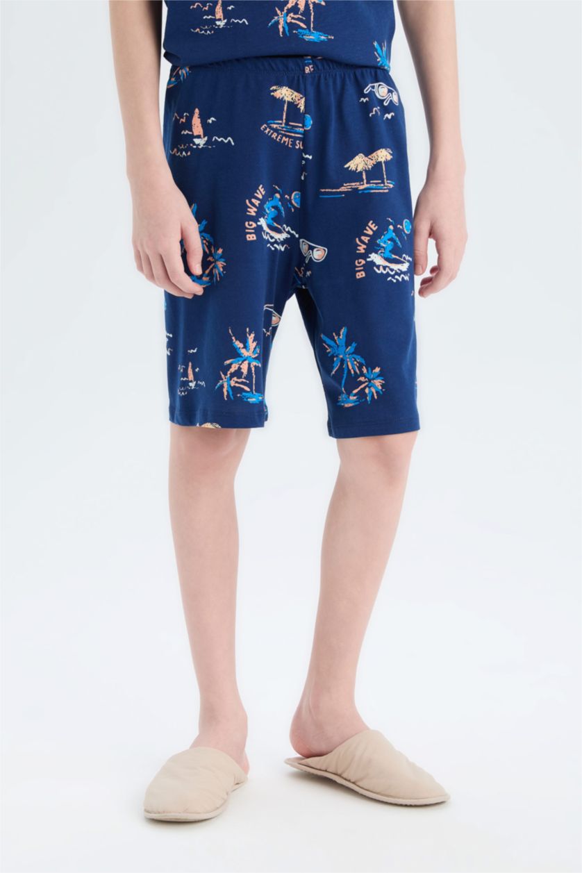 Мальчики и подростки Синий Детская пижама с короткими рукавами и шортами для мальчиков