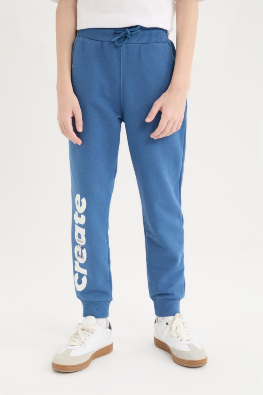 BOYS & TEENS Indigo Boy Elastic Waist Cuff Printed Sweatpants