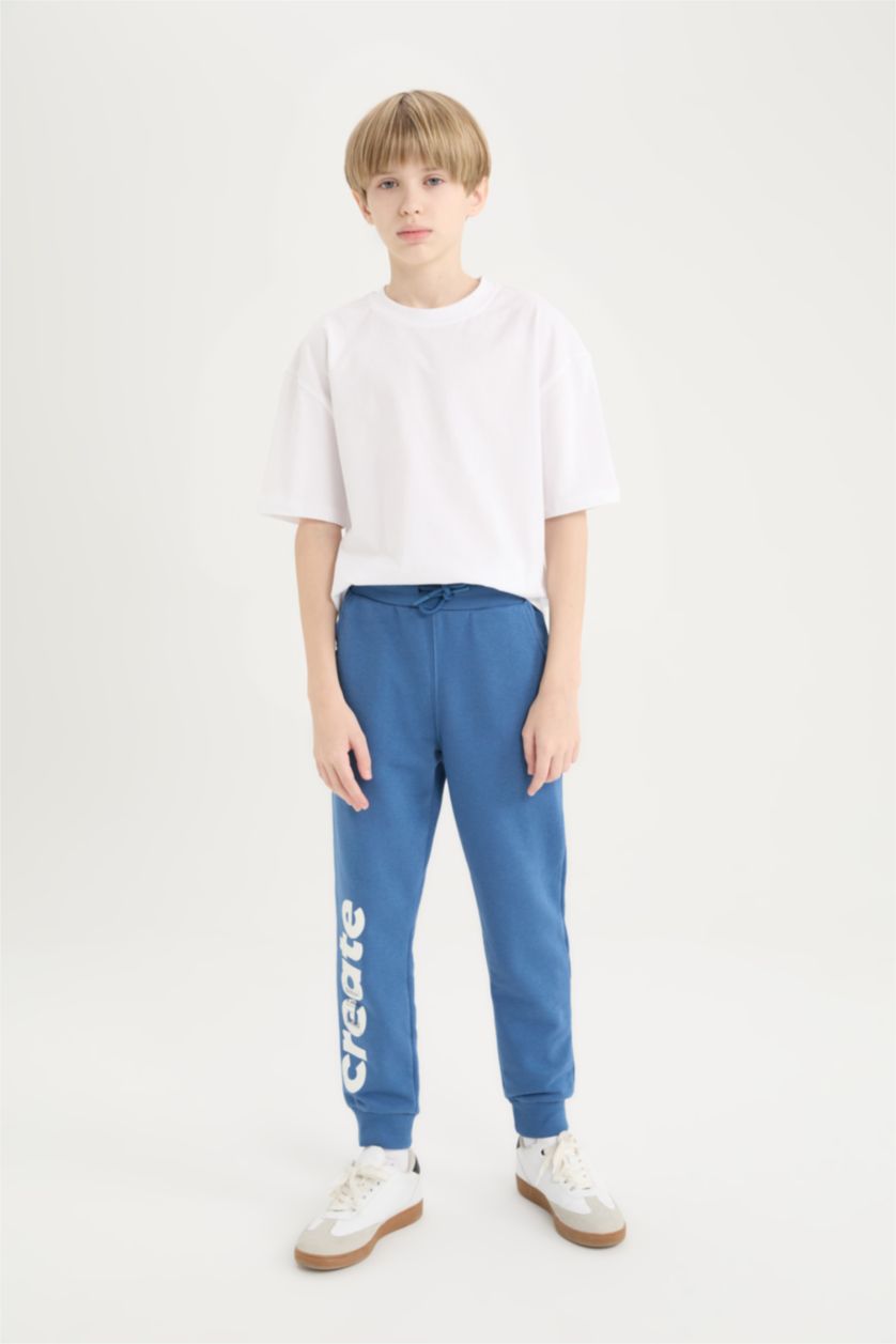 BOYS & TEENS Indigo Boy Elastic Waist Cuff Printed Sweatpants