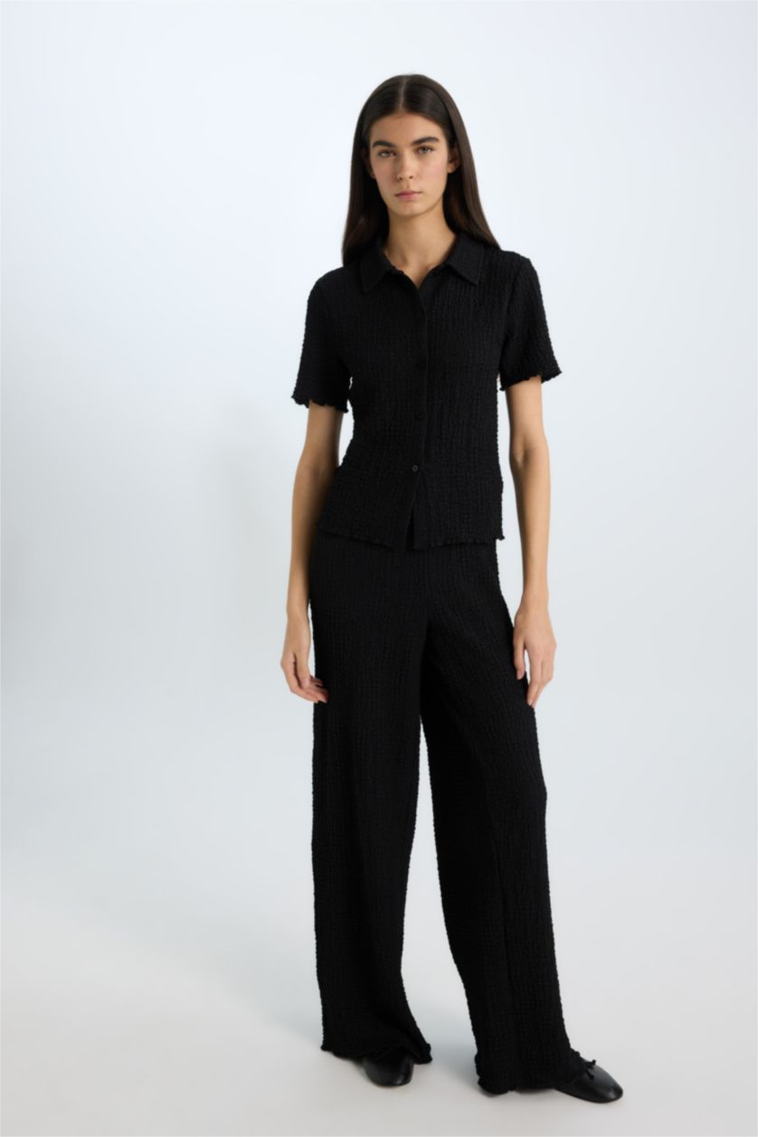 Әйелдерге қара кең аяқ кресс матасы Шалбар