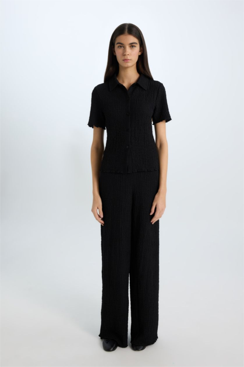 Әйелдерге қара кең аяқ кресс матасы Шалбар