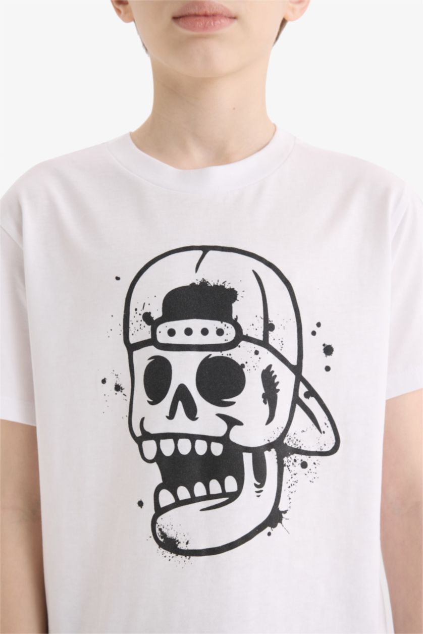 Boys & Teens White Boy Regular Fit 2 Piece Pajama Set