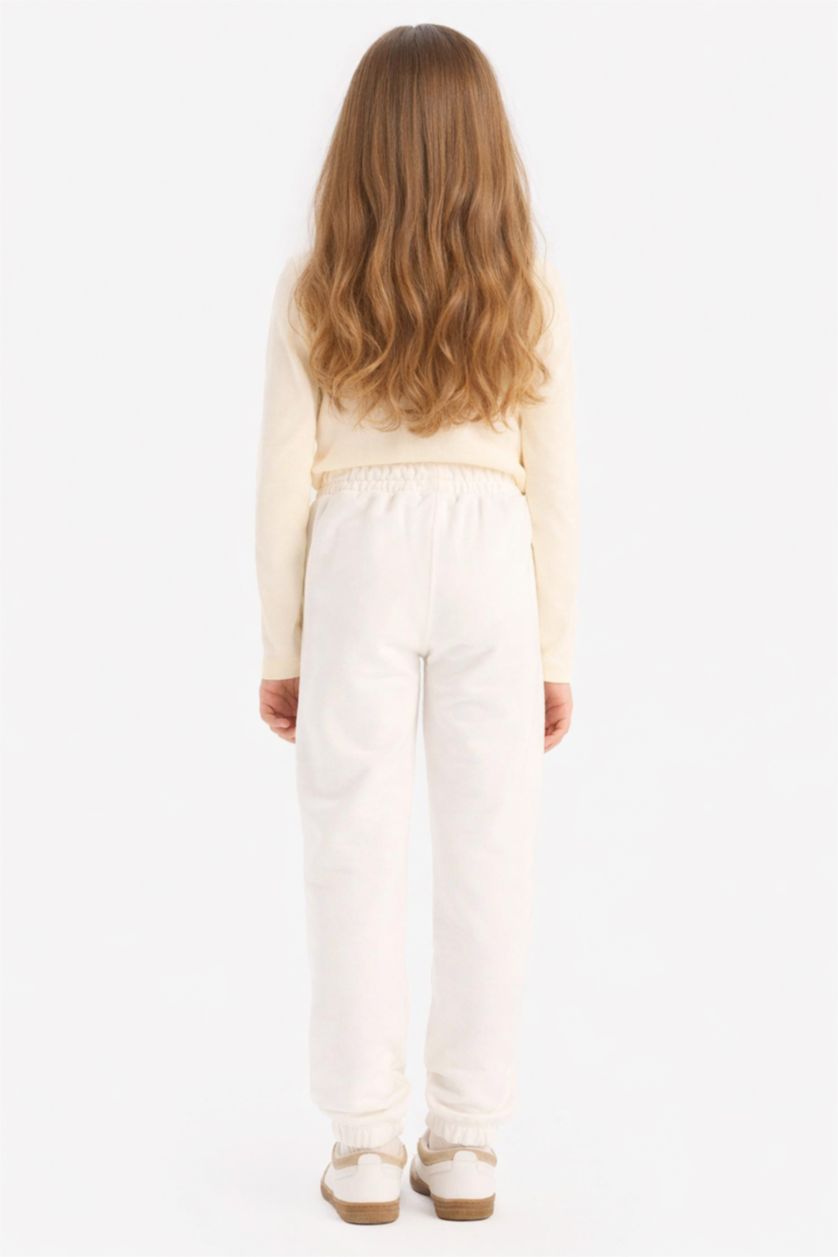 Girls & Teens Ecru Girl Elastic Waist Printed Jogger Sweatpants