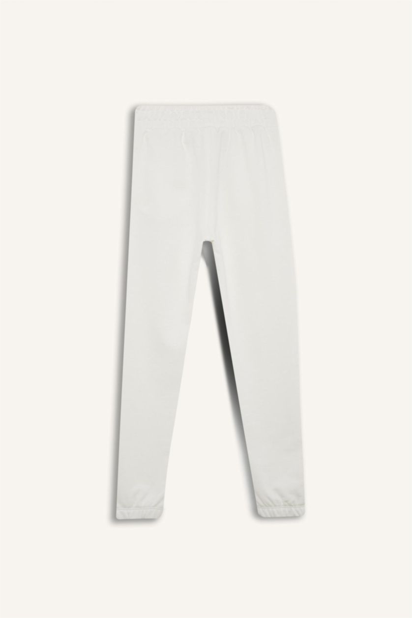 Girls & Teens Ecru Girl Elastic Waist Printed Jogger Sweatpants