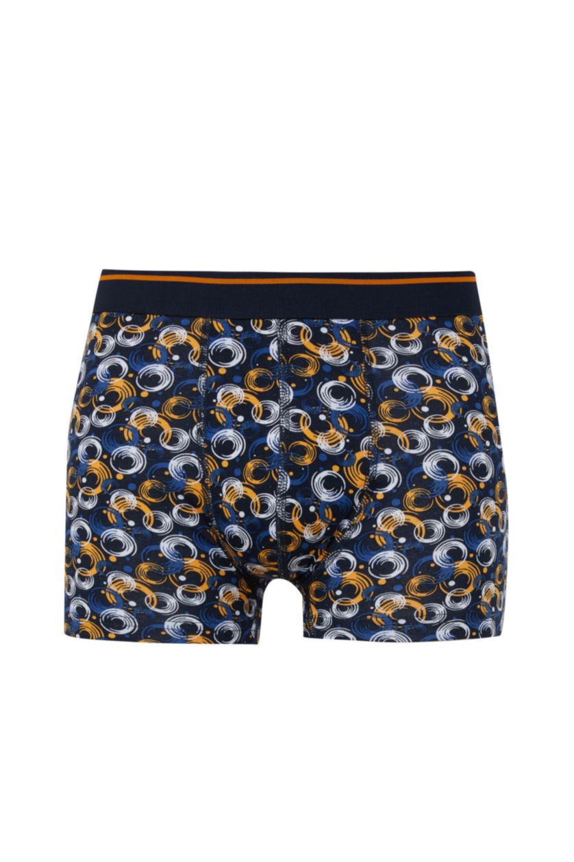 Erkek Lacivert Regular Fıt Baskılı 3'lü Boxer