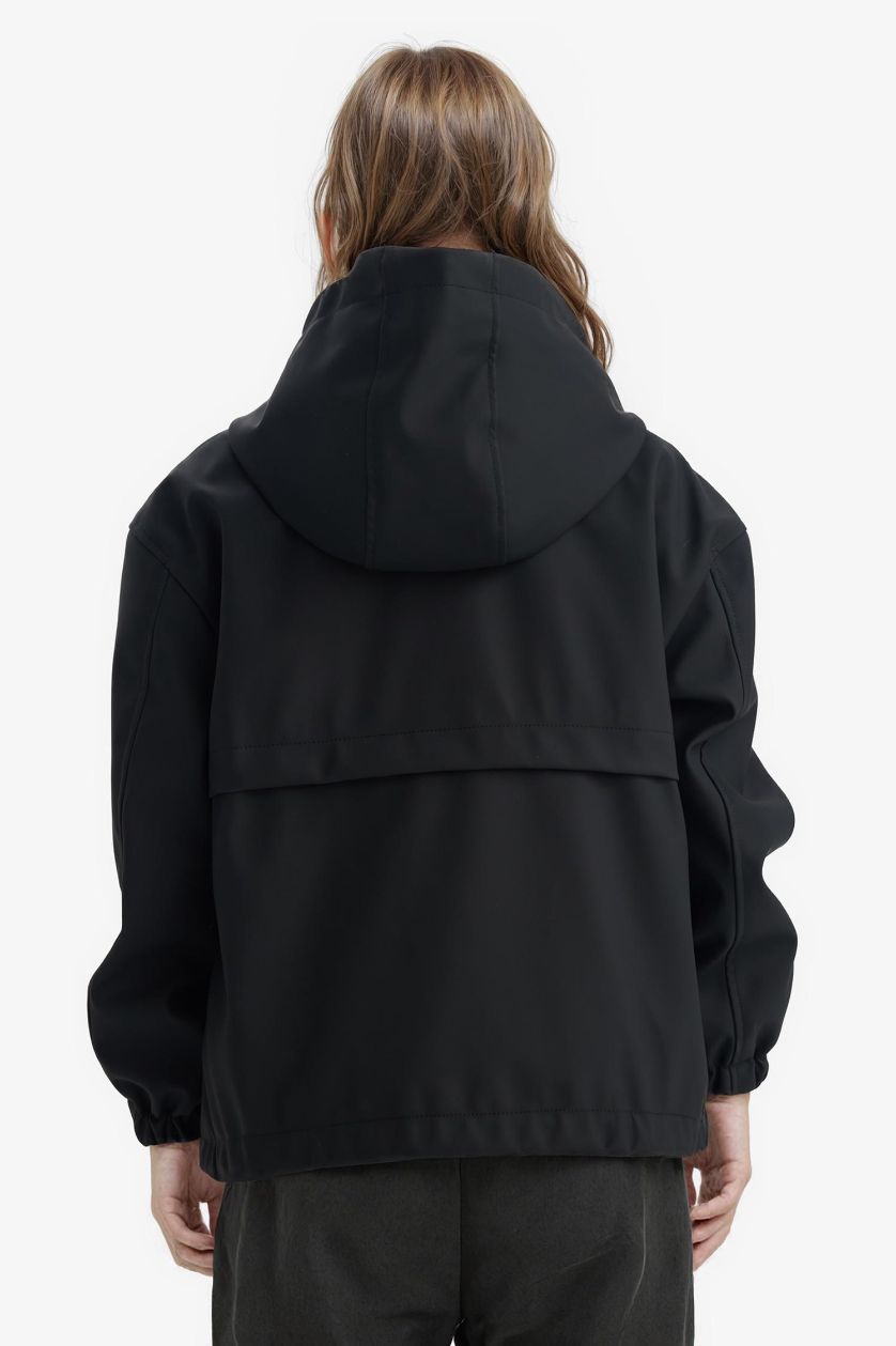 Kız Çocuk - Genç Kız Siyah Su İtici Kapüşonlu Yağmurluk Kız Çocuk