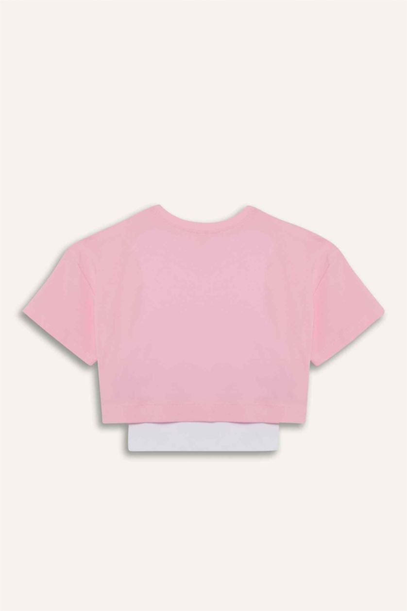 Қыздар Және Жасөспірімдер Ашық Қызғылт Қыздарға дөңгелек жаға слоган қысқа жеңді Қысқа жеңді футболка