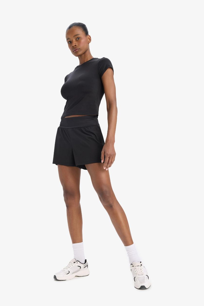 Woman Black DeFactoFit Woven Shorts