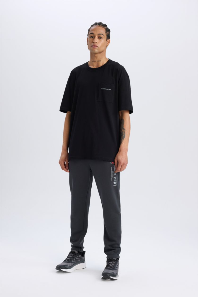 HOMME Noir DeFactoFit NBA Miami Heat Oversize Crew Neck T-Shirt