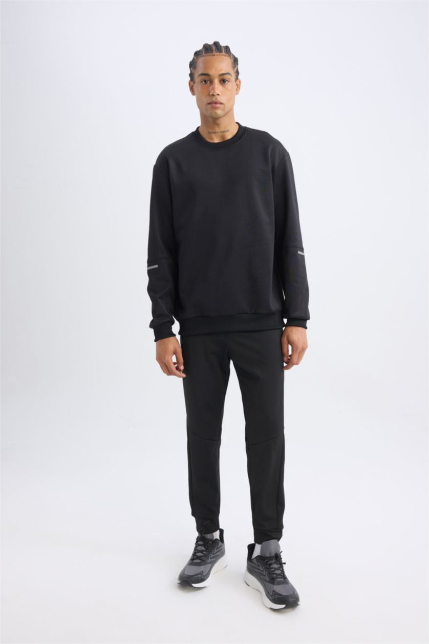 Erkek Siyah Standart Fıt Sweatshirt
