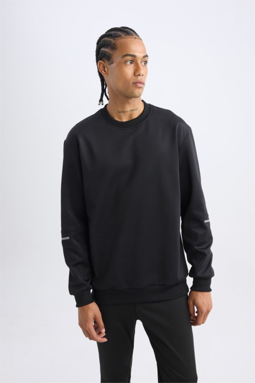 Erkek Siyah Standart Fıt Sweatshirt