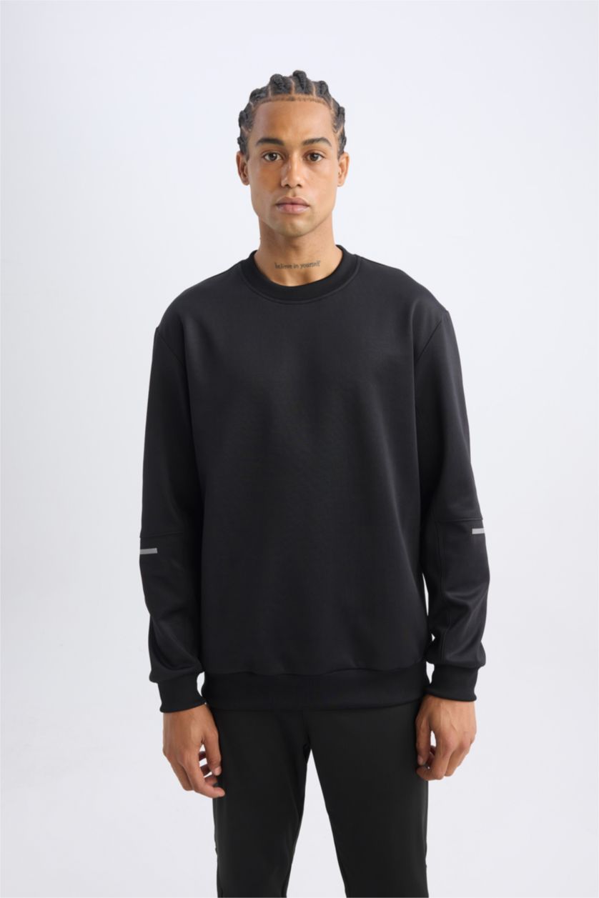 Erkek Siyah Standart Fıt Sweatshirt