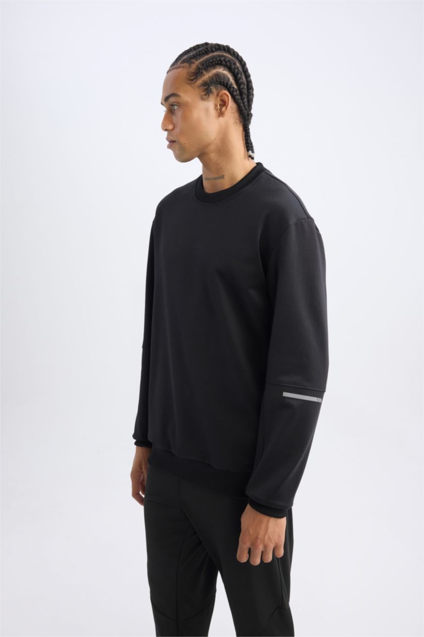 Erkek Siyah Standart Fıt Sweatshirt