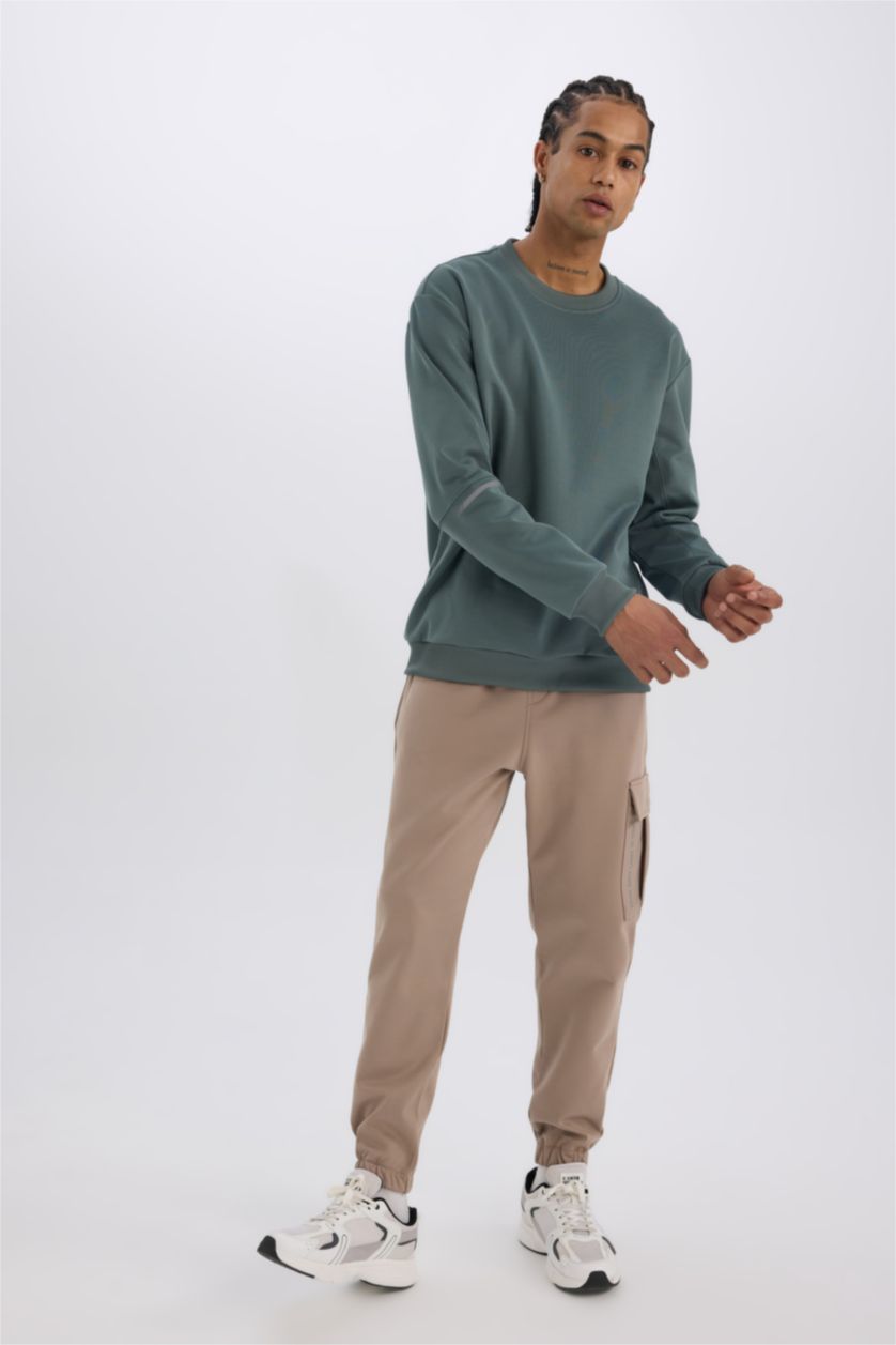 Erkek Yeşil Standart Fıt Sweatshirt
