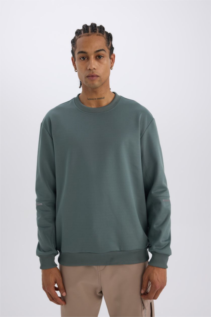 Erkek Yeşil Standart Fıt Sweatshirt