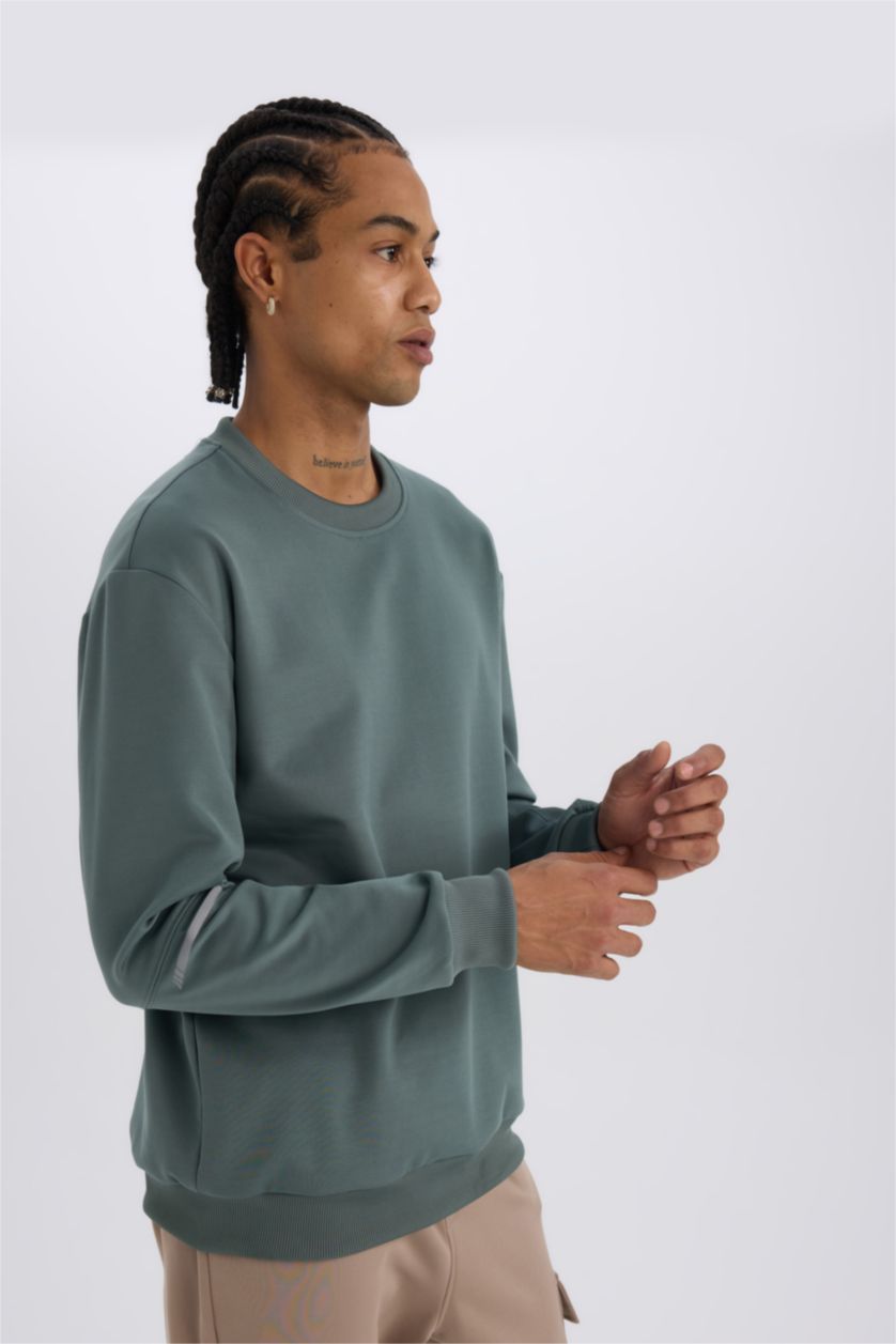Erkek Yeşil Standart Fıt Sweatshirt