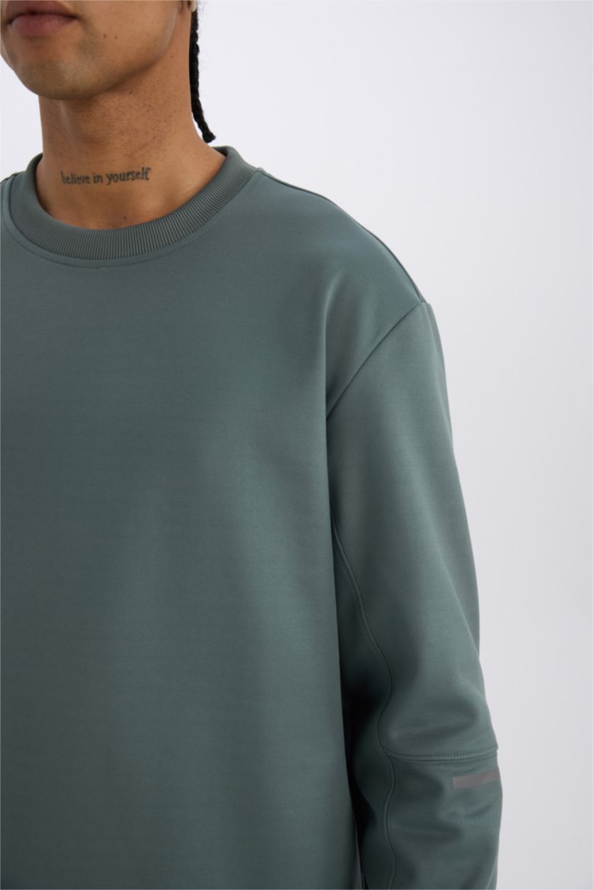 Erkek Yeşil Standart Fıt Sweatshirt