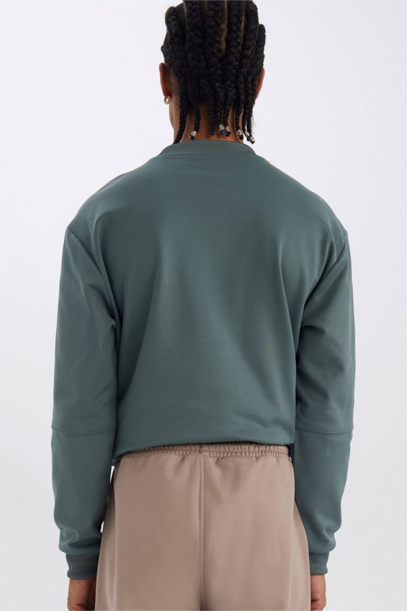 Erkek Yeşil Standart Fıt Sweatshirt