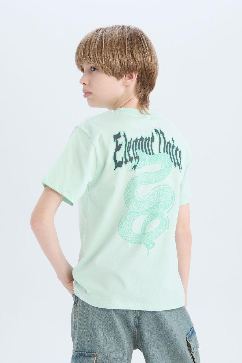 Ұлдар Және Жасөспірімдер Аква Ұлдарға дөңгелек жаға басқа принт қысқа жеңді Қысқа жеңді футболка