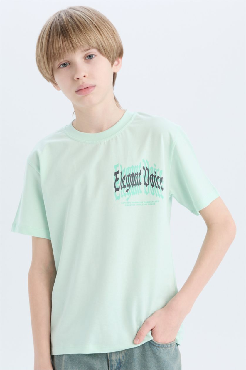 Ұлдар Және Жасөспірімдер Аква Ұлдарға дөңгелек жаға басқа принт қысқа жеңді Қысқа жеңді футболка