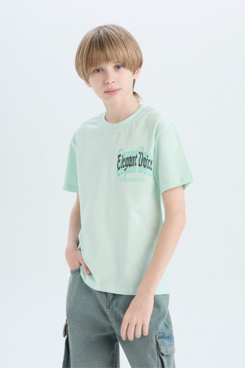 Ұлдар Және Жасөспірімдер Аква Ұлдарға дөңгелек жаға басқа принт қысқа жеңді Қысқа жеңді футболка