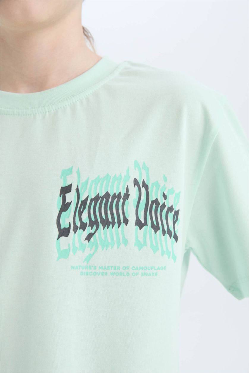 Ұлдар Және Жасөспірімдер Аква Ұлдарға дөңгелек жаға басқа принт қысқа жеңді Қысқа жеңді футболка