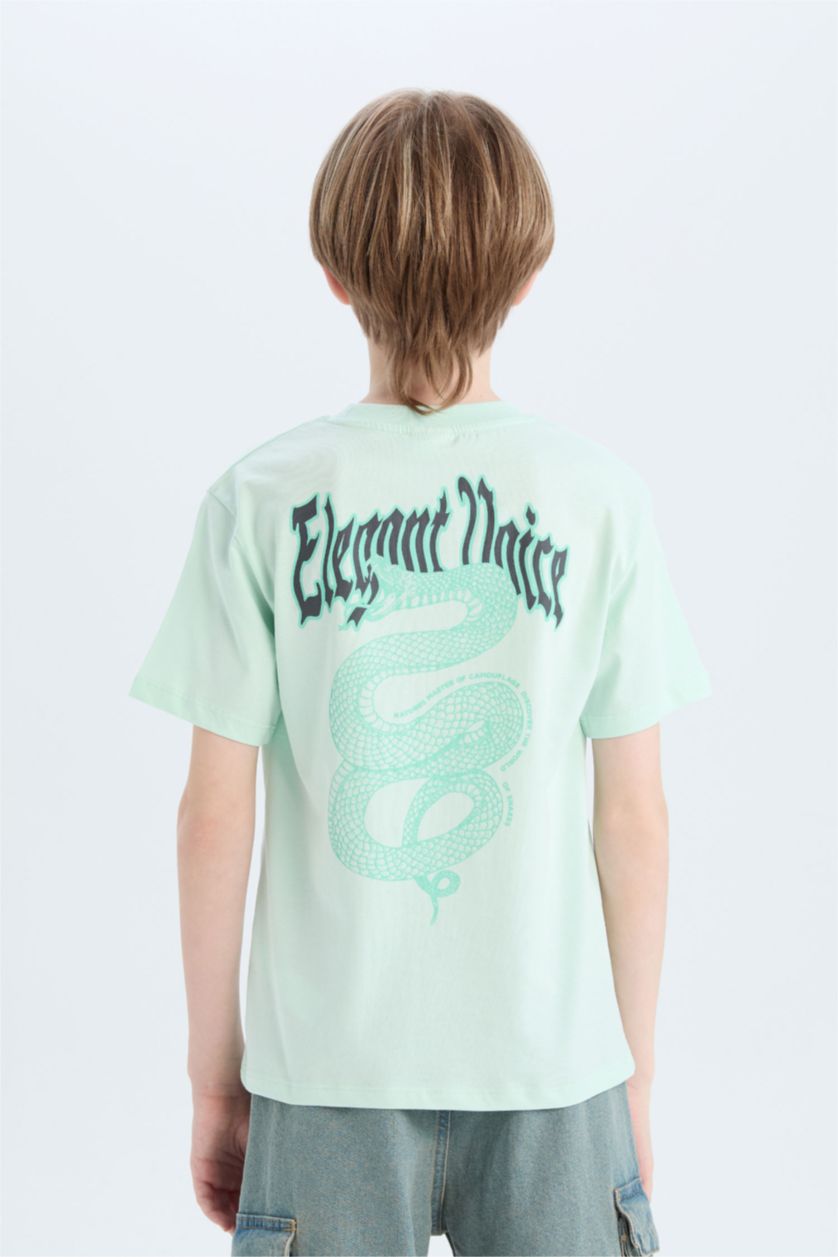 Ұлдар Және Жасөспірімдер Аква Ұлдарға дөңгелек жаға басқа принт қысқа жеңді Қысқа жеңді футболка