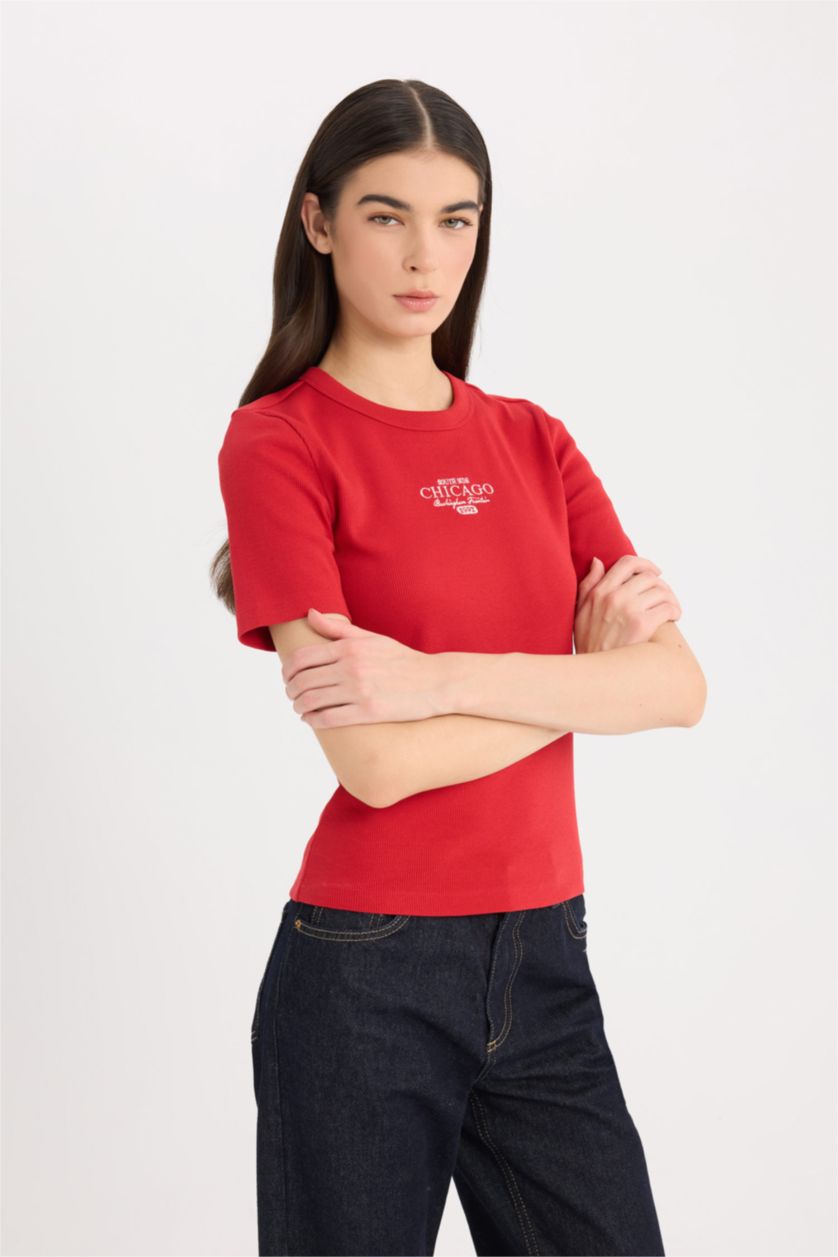 Женщины Красный Slim Fit Camisole Short Sleeve T-Shirt