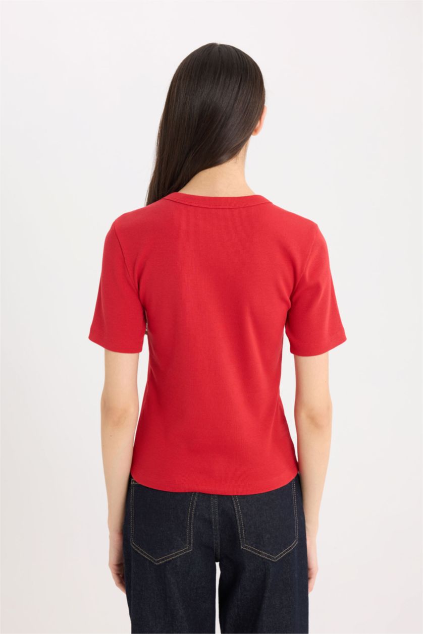 Женщины Красный Slim Fit Camisole Short Sleeve T-Shirt