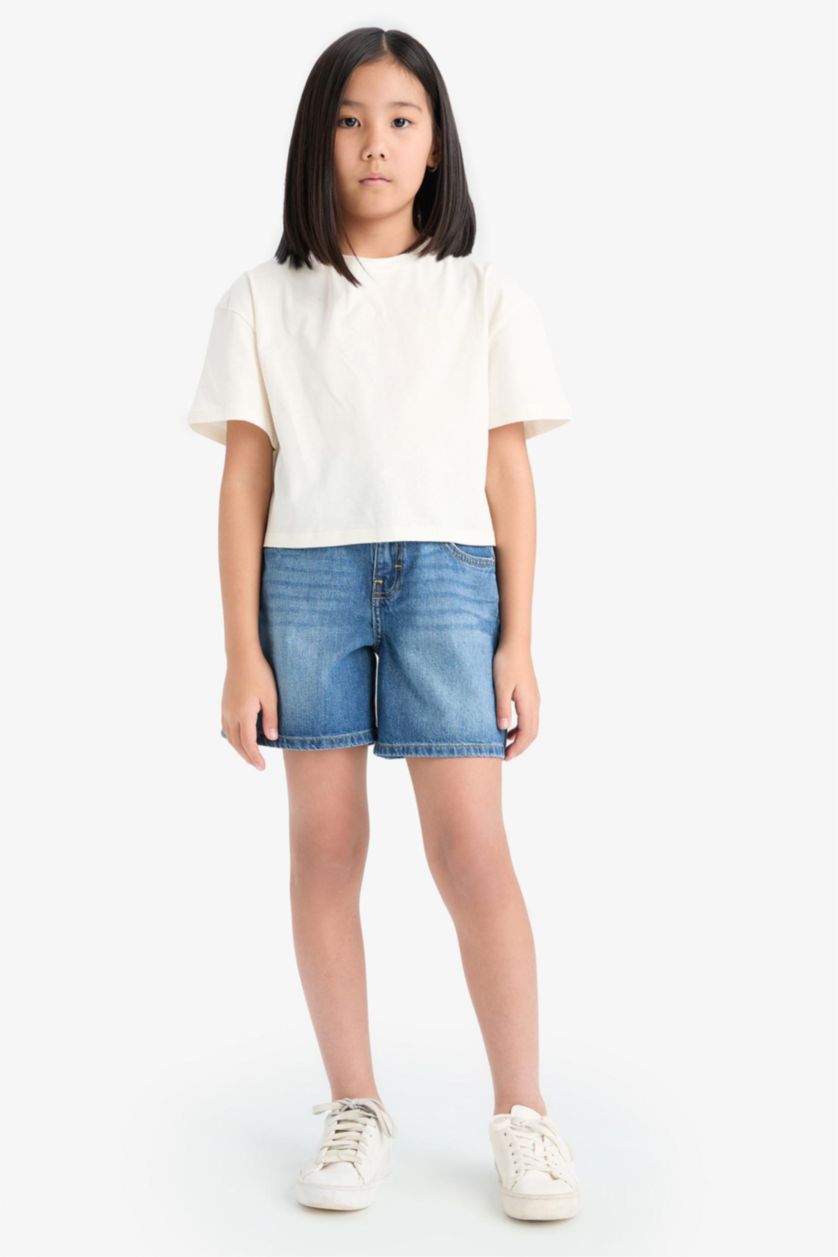 Kız Çocuk - Genç Kız Mavi Jean Şort Kız Çocuk