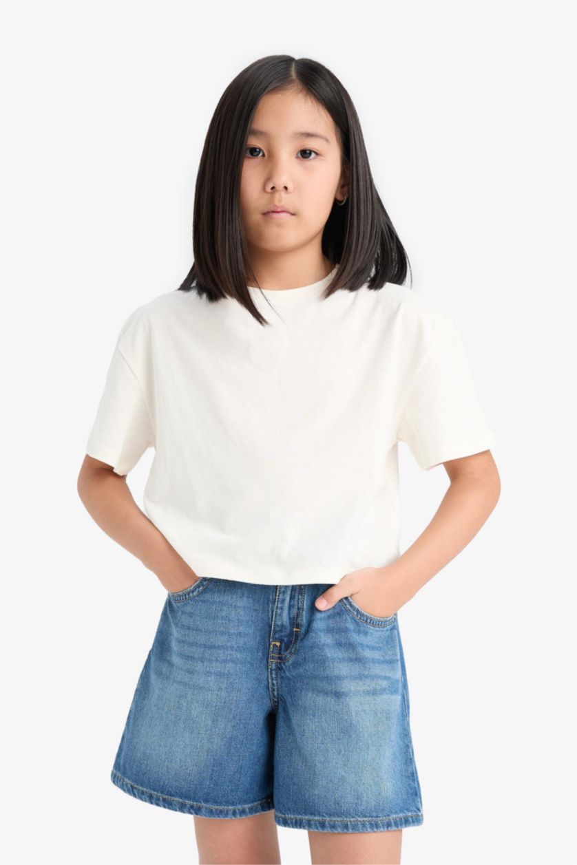 Kız Çocuk - Genç Kız Mavi Jean Şort Kız Çocuk