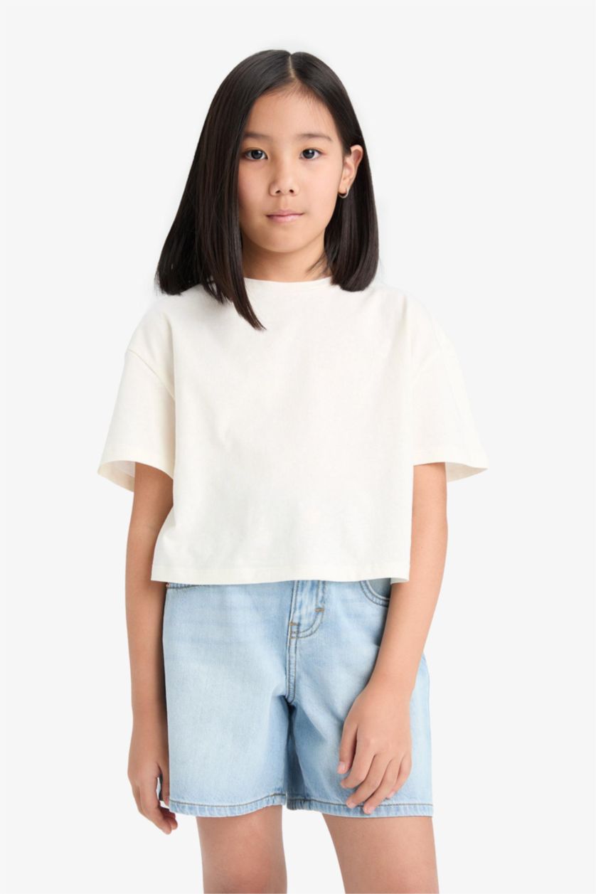 Kız Çocuk - Genç Kız Buz Mavi Jean Şort Kız Çocuk