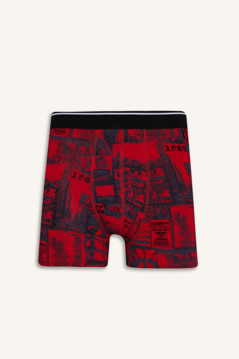 Erkek Siyah Regular Fıt Retro Desenli 3'lü Boxer