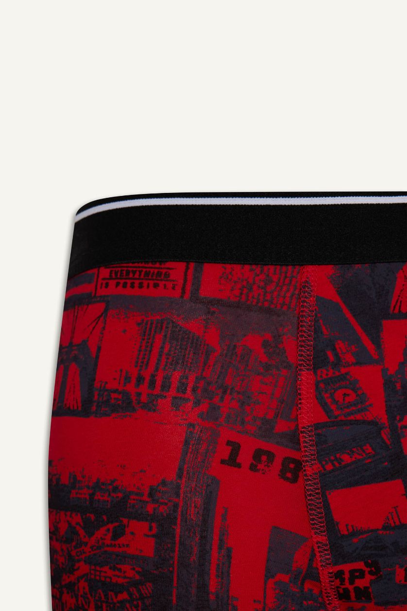 Erkek Siyah Regular Fıt Retro Desenli 3'lü Boxer