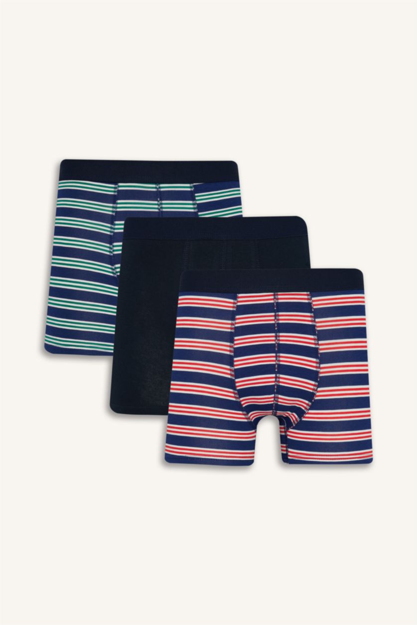 Men NAVY Regular Fit Striped 3 Piece Boxers