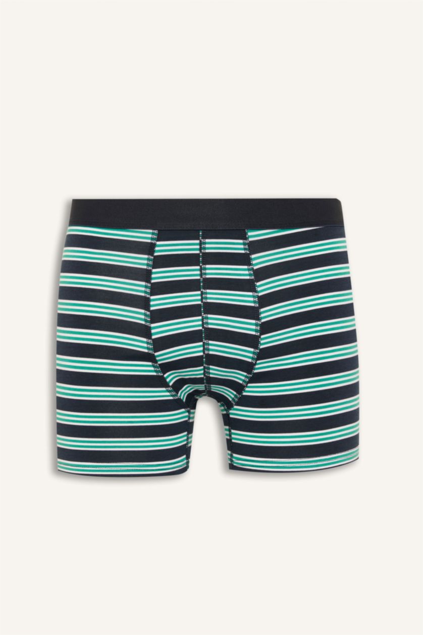 Erkek Lacivert Regular Fıt Çizgili 3'lü Boxer
