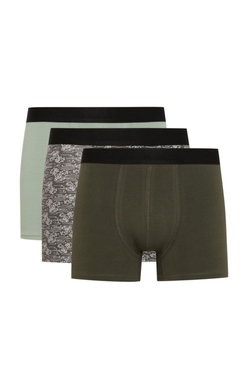 Erkek Mat Yeşil Regular Fıt 3'lü Boxer