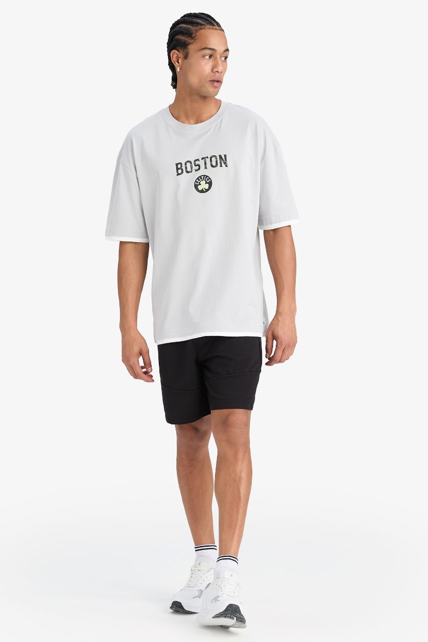 MAN Light Grey DeFactoFit NBA Boston Celtics Oversize T-Shirt