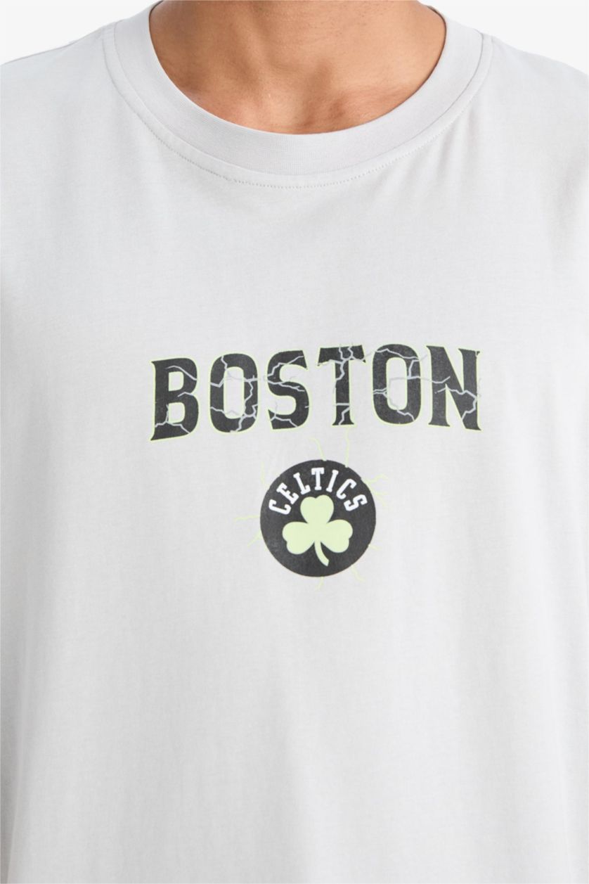 MAN Light Grey DeFactoFit NBA Boston Celtics Oversize T-Shirt