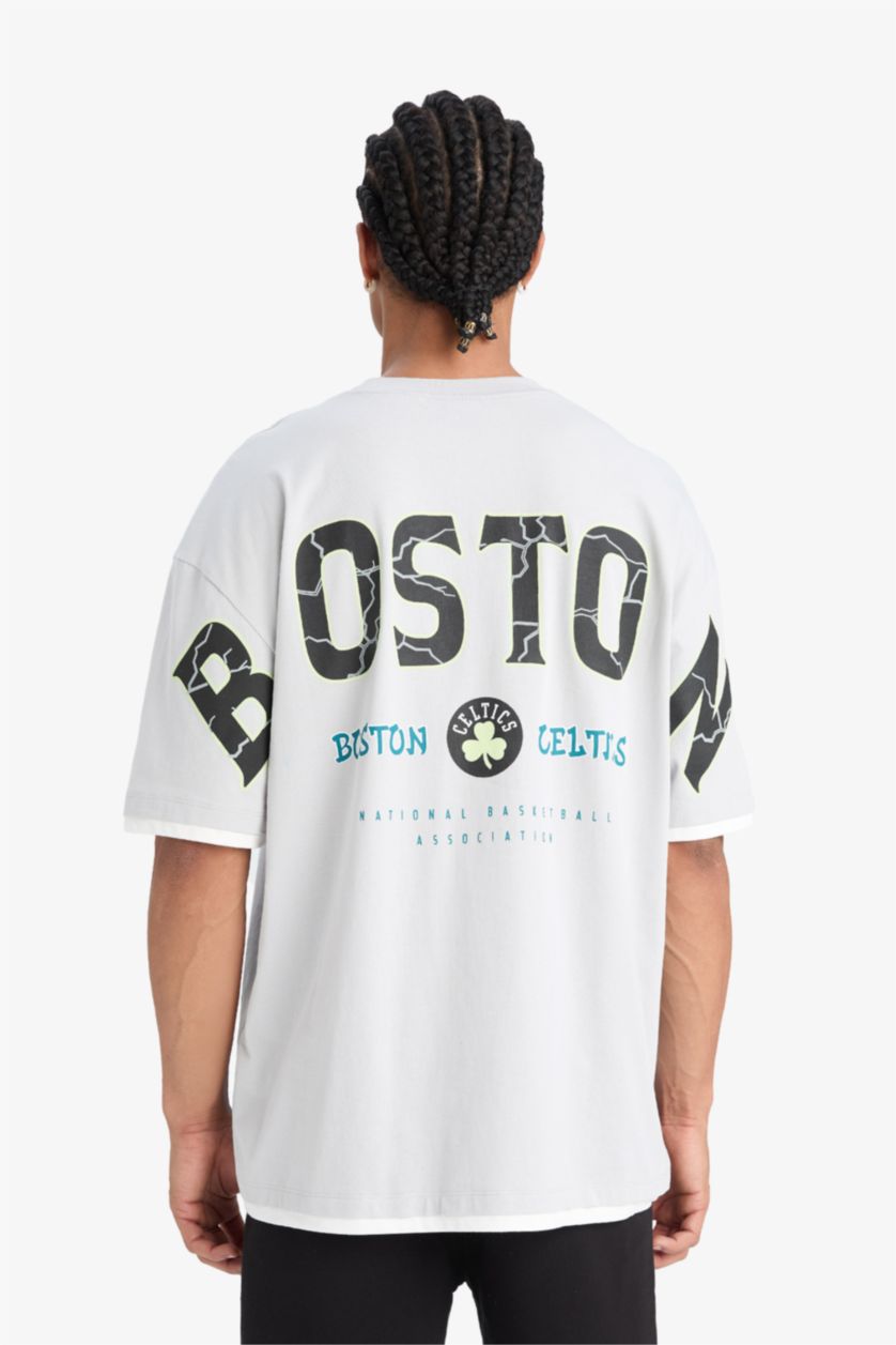 MAN Light Grey DeFactoFit NBA Boston Celtics Oversize T-Shirt