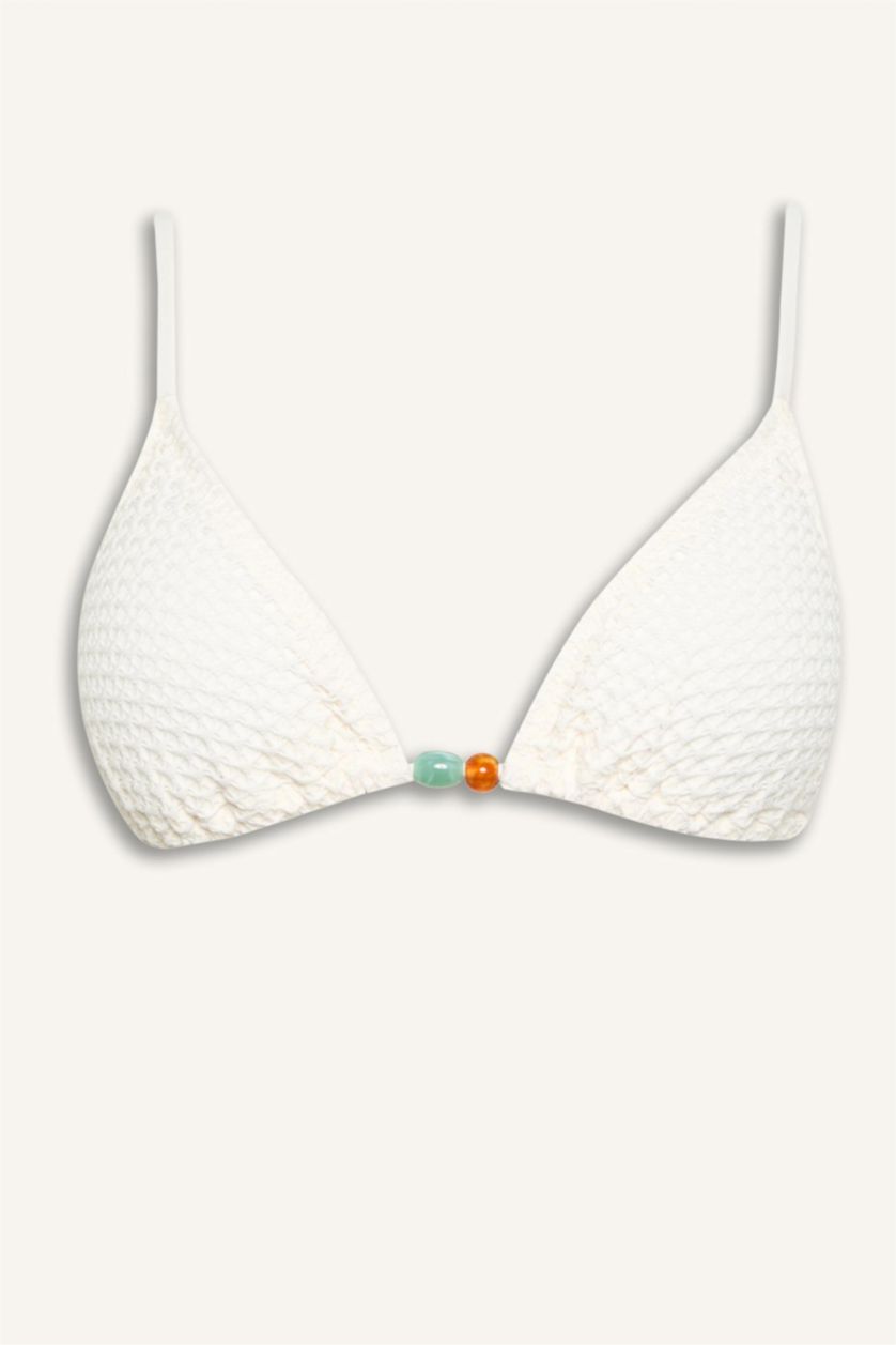 Kadın Kırık Beyaz Regular Fit Tül Bikini Üstü