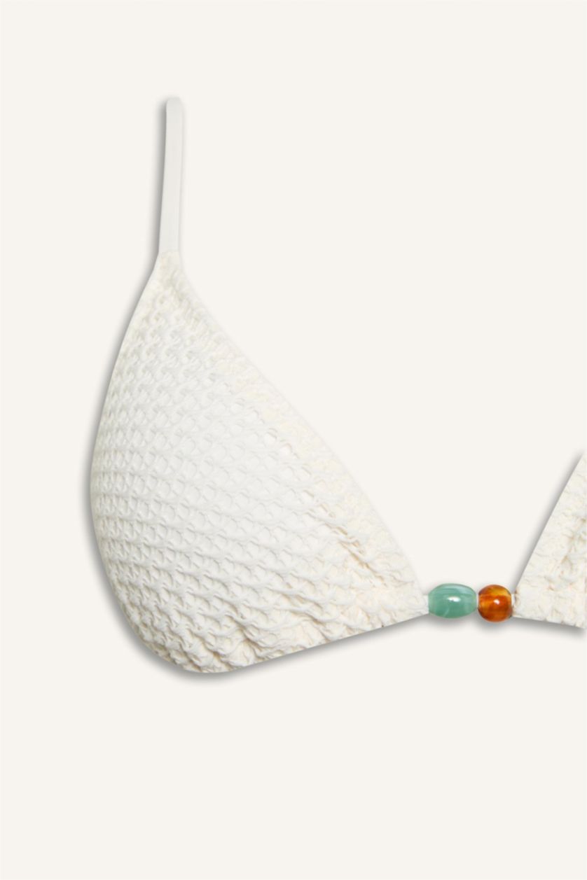 Kadın Kırık Beyaz Regular Fit Tül Bikini Üstü