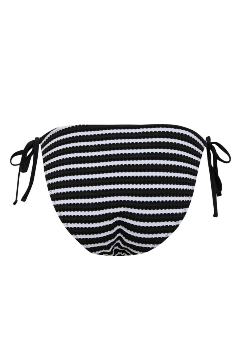 Kadın Siyah Çizgili Tül Bağcıklı Bikini Altı