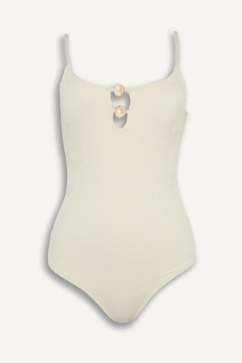 Women Ecru Regular Fit Swimsuit