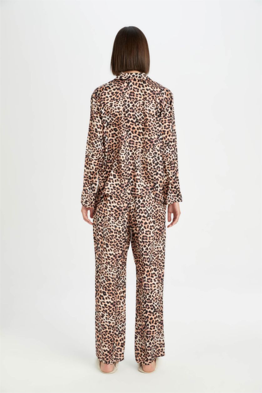 نساء أسود سيت بجامة تايجرستان قصة عادية ردن طويل - قطعتين