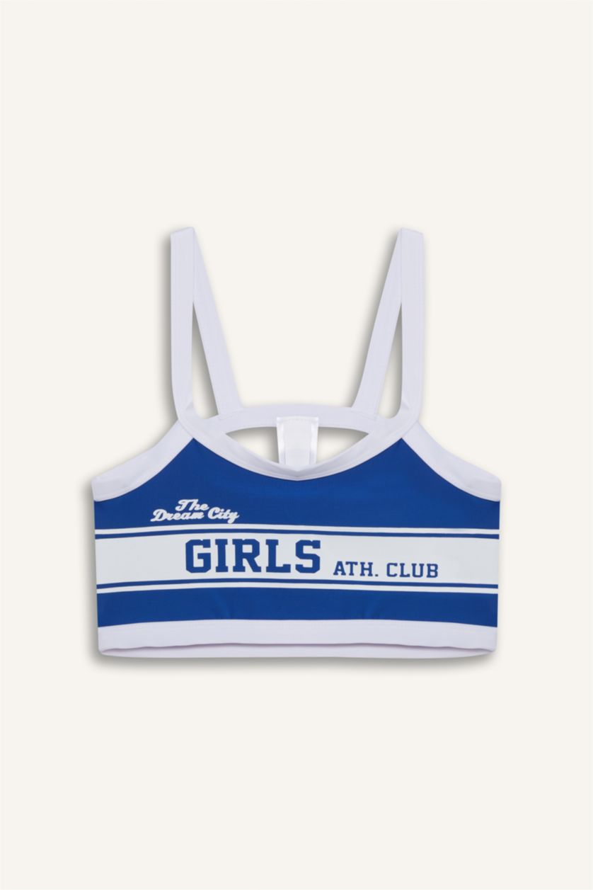 Kız Çocuk - Genç Kız Saks Baskılı Şortlu Bikini Takımı Kız Çocuk