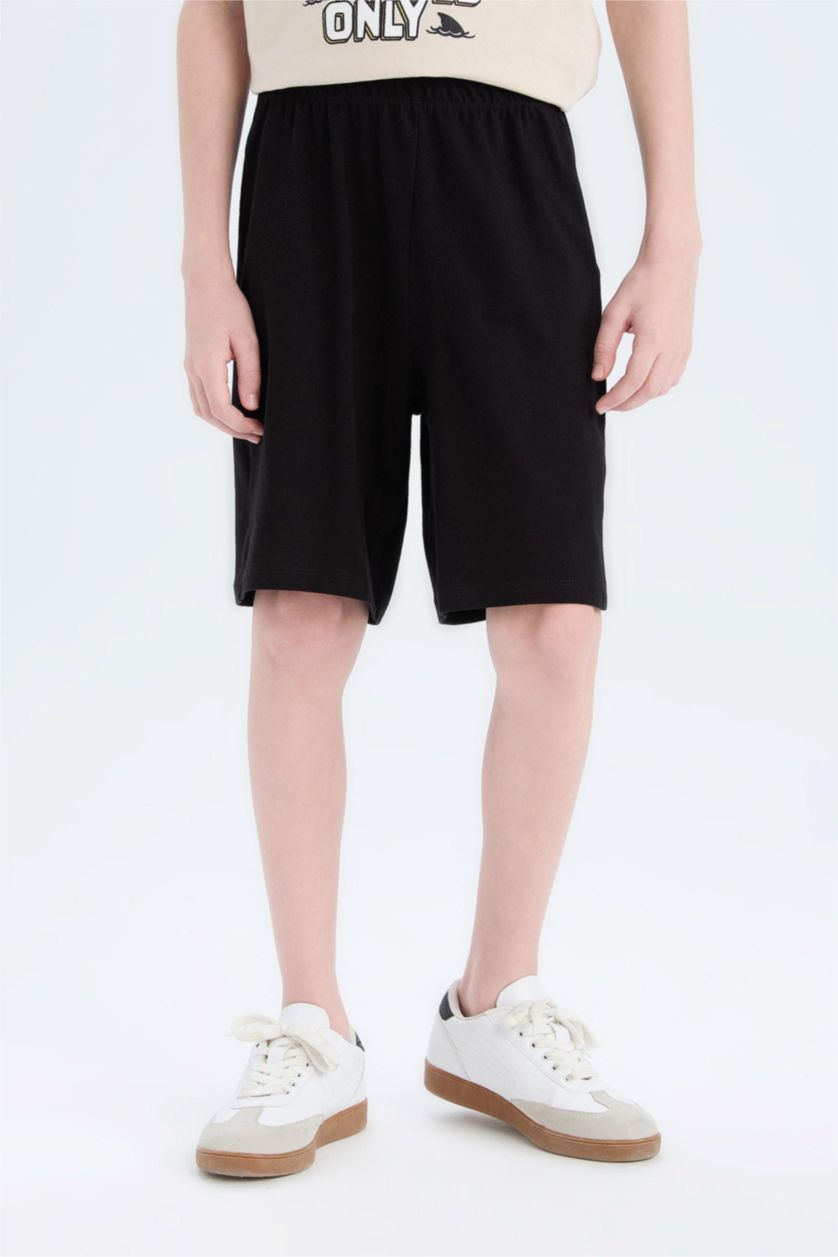 Erkek Çocuk - Genç Erkek Bej %100 Pamuklu Regular Fıt Baskılı Beli Lastikli Pijama Takımı Erkek Çocuk