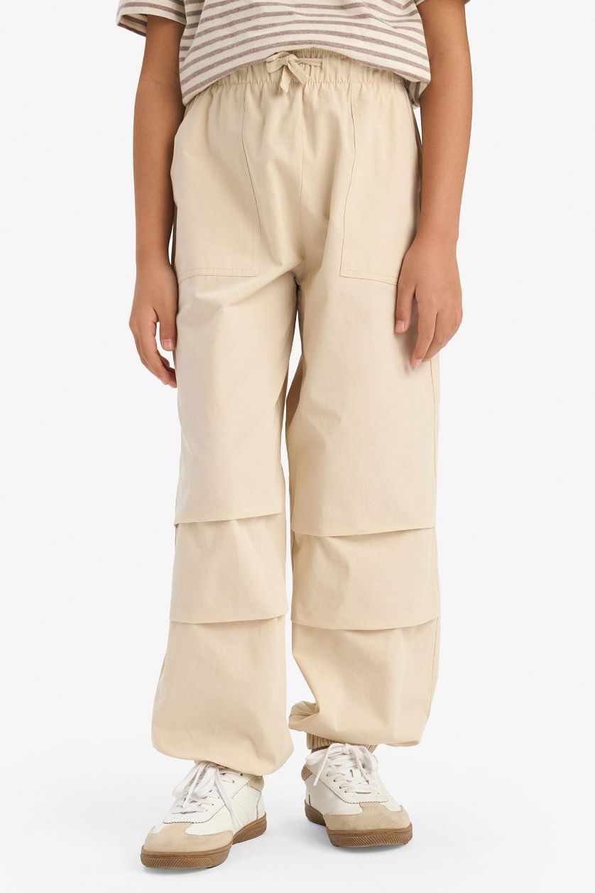 Kız Çocuk - Genç Kız Bej Paraşüt Jogger Paça Pantolon Kız Çocuk