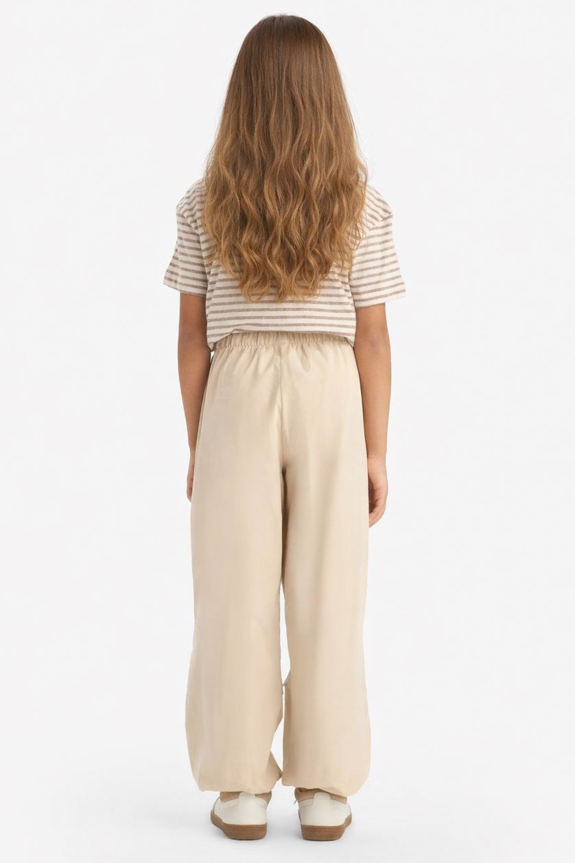 Kız Çocuk - Genç Kız Bej Paraşüt Jogger Paça Pantolon Kız Çocuk