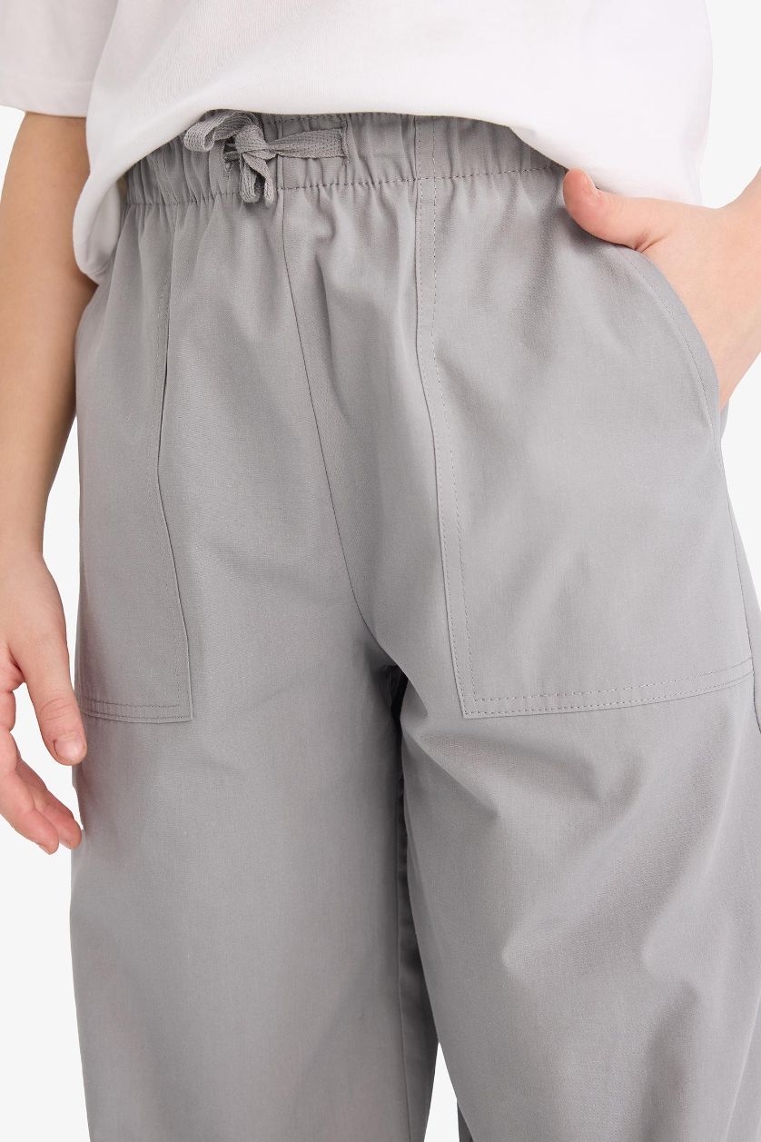 Kız Çocuk - Genç Kız Açık Gri Paraşüt Jogger Paça Pantolon Kız Çocuk